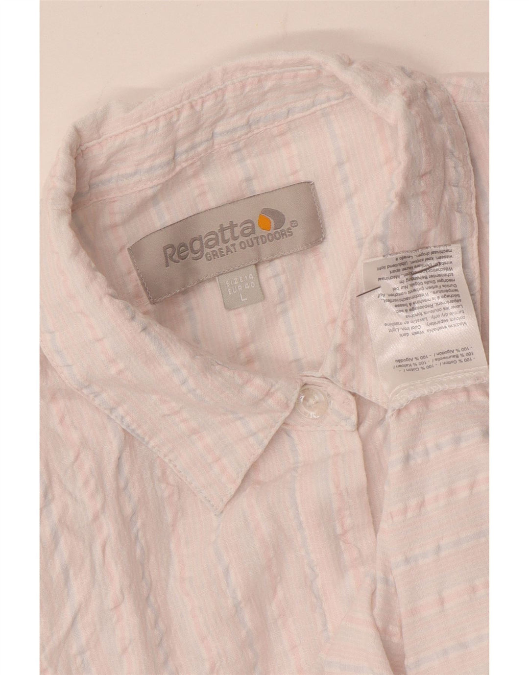 Regatta Camisa de manga corta para mujer UK 44 Grande Algodón a rayas blancas