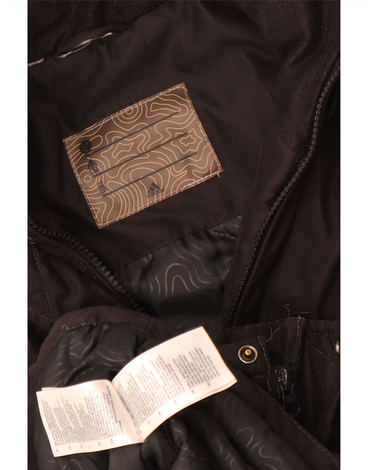 Adidas - Parka con capucha para mujer, talla 40, poliéster negro mediano
