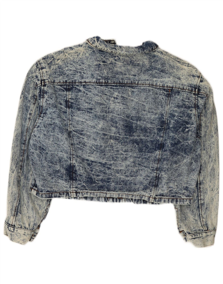 Vintage mujer crop chaqueta de mezclilla de gran tamaño IT 44 Algodón azul medio