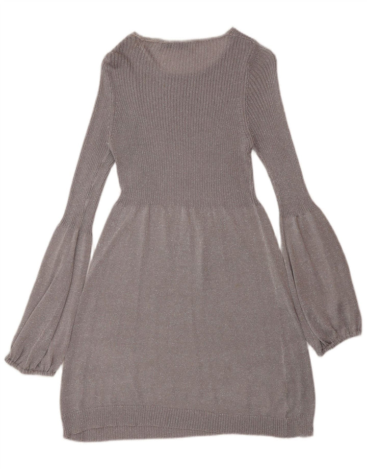 Zara Mujer Vestido Jersey De Manga Larga UK 42 Gris Medio