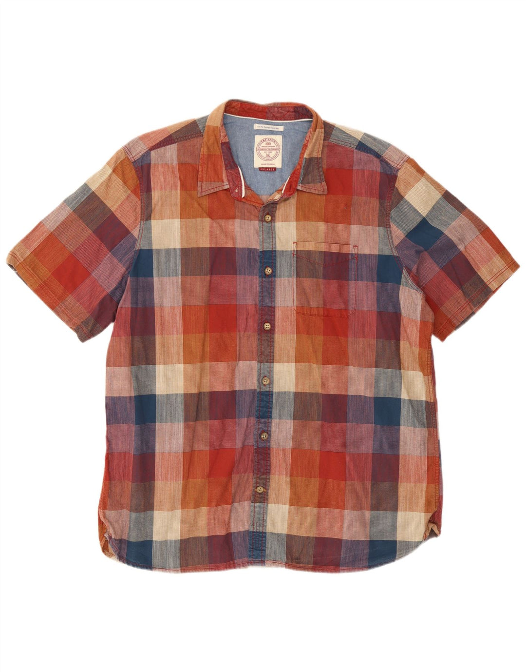 Camisa de manga corta para hombre Fat Face 2XL Algodón a cuadros multicolor