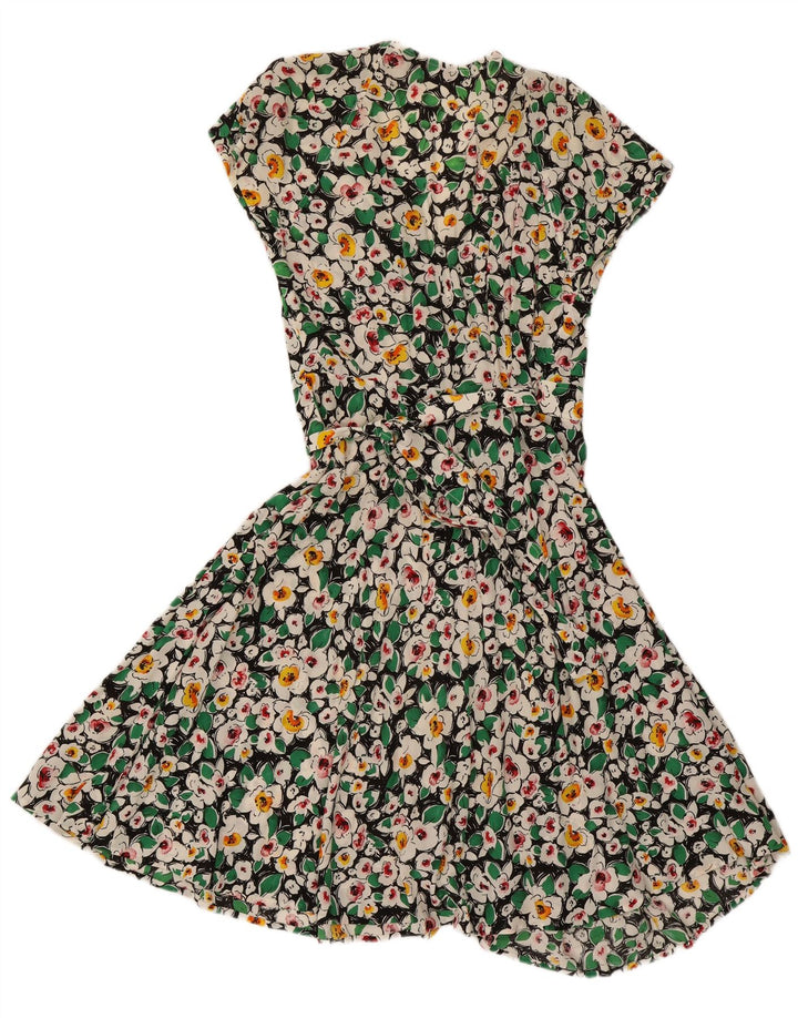 Vintage mujer abrigo vestido Reino Unido 12 medio multicolor floral