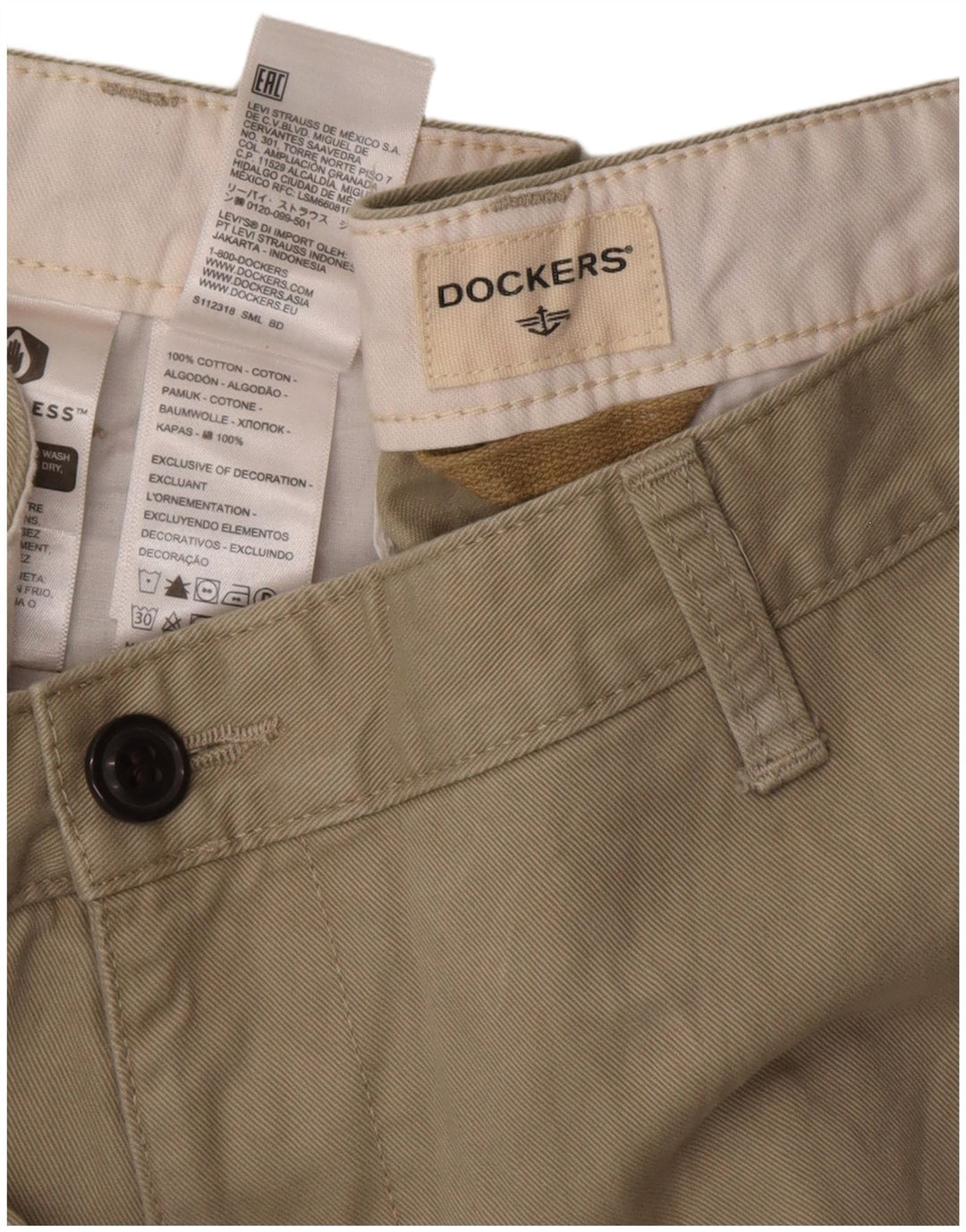 Dockers Pantalones cortos chinos para hombre W32 Algodón verde medio