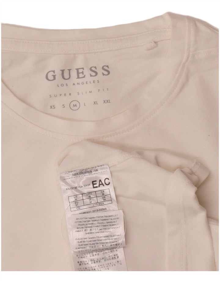 Guess Camiseta Super Slim Fit para Hombre Top Medium White Cotton