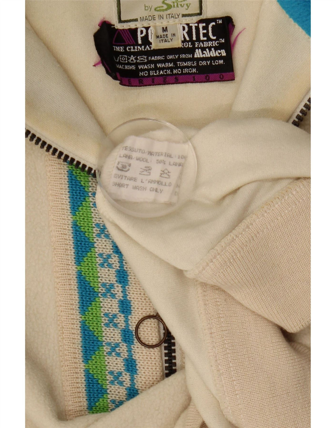 Silvy Hombre Polartec Zip Neck Fleece Jumper Medium Beige Fair Isle Poliéster