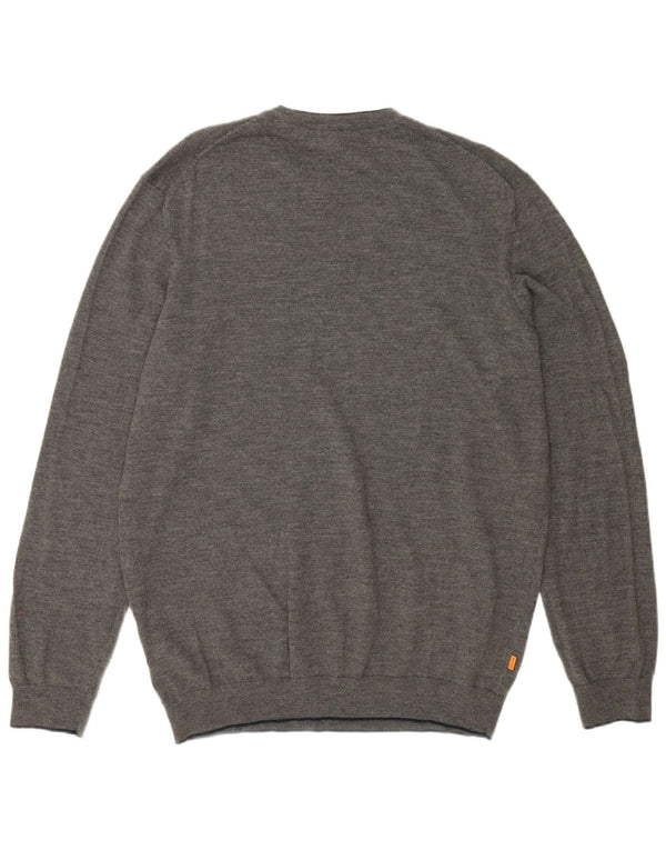 TIMBERLAND Jersey de cuello redondo para hombre, talla 2XL, lana merino gris
