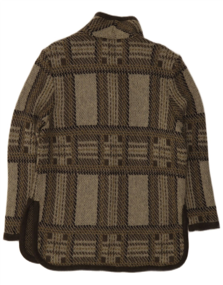 Vintage mujer Cardigan suéter Reino Unido 16 gran gris comprobar lana