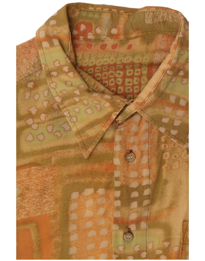 Camisa Vintage Hombre Manga Corta XL Geométrica Amarilla