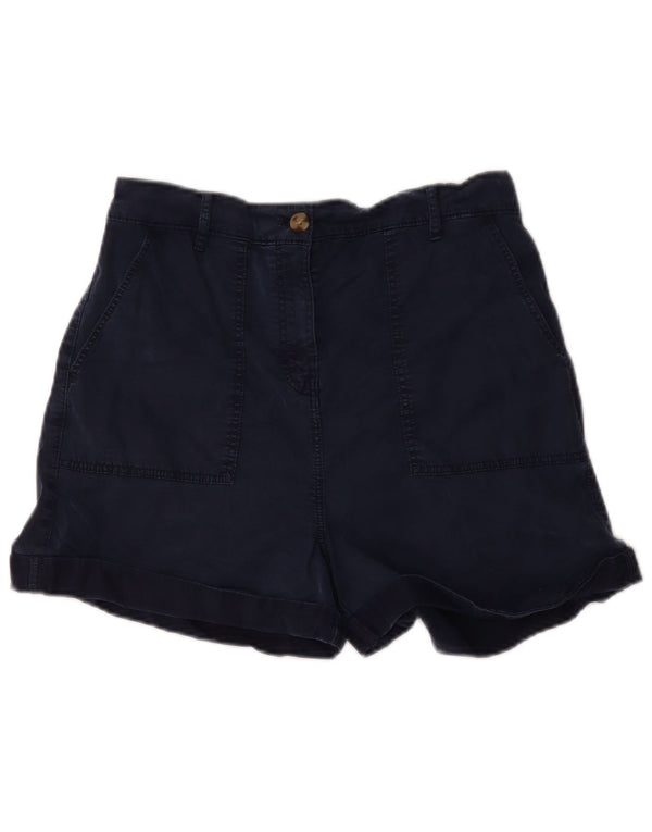 Marks & Spencer Pantalones cortos casuales de cintura alta para mujer UK 12 Medium W34 Azul marino