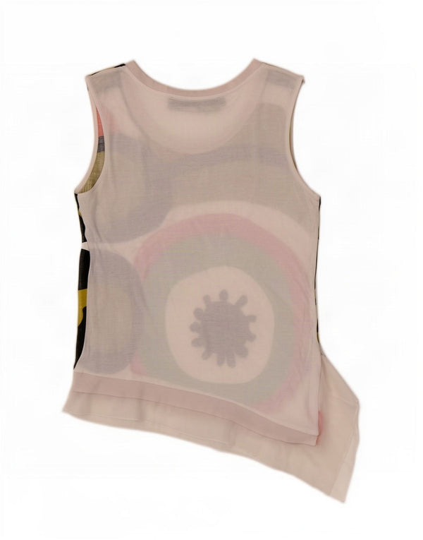 Desigual Top sin mangas asimétrico para mujer UK 12 Medium White Geométrico