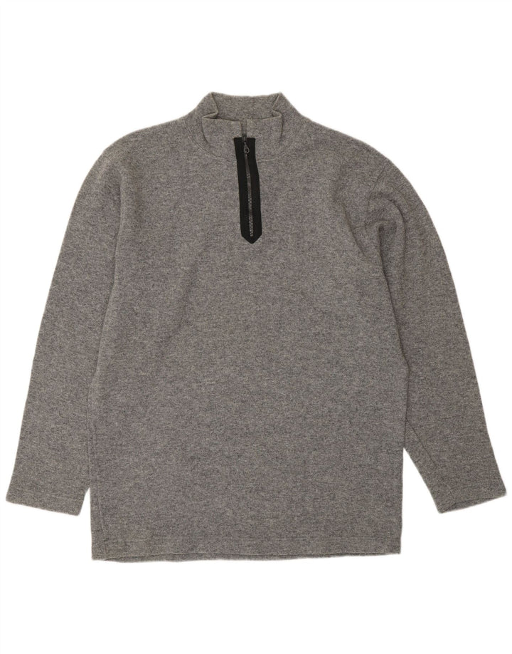 BELFE & BELFE Jersey De Cuello Con Cremallera Para Hombre Grande De Lana Gris