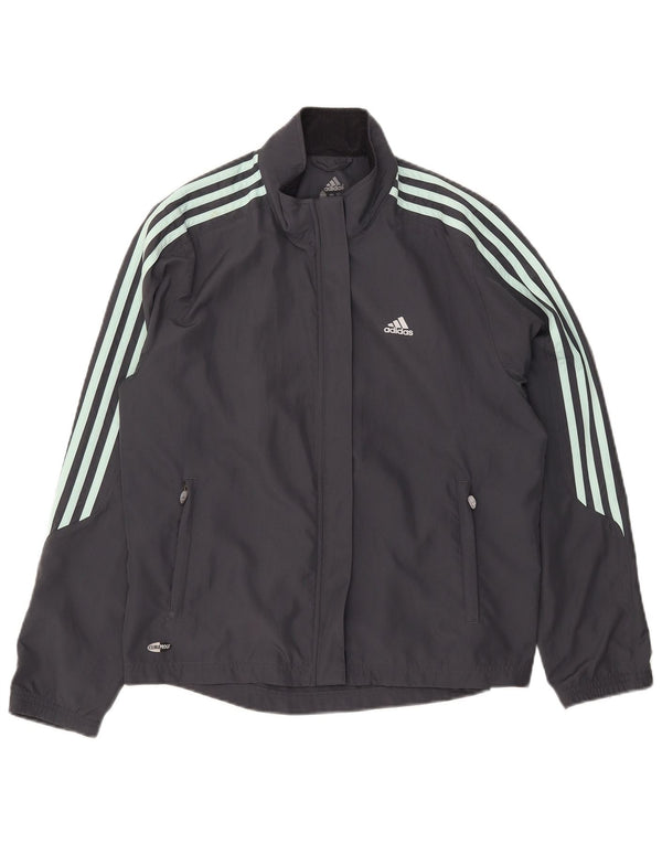 Adidas Mujer Clima Proof Chándal Top Chaqueta UK 16 Grande Gris Poliéster