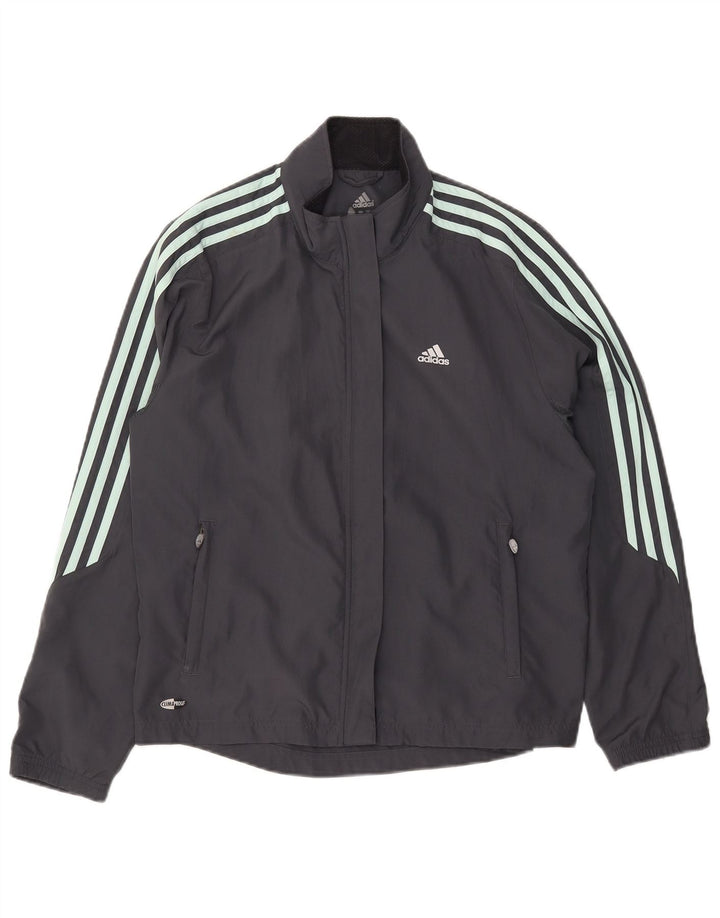 Adidas Mujer Clima Proof Chándal Top Chaqueta UK 16 Grande Gris Poliéster