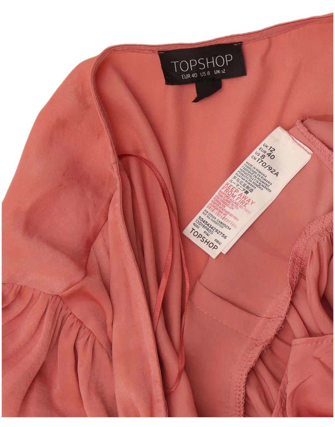Topshop Blusa tipo camisa cruzada para mujer UK 40 Poliéster rosa medio