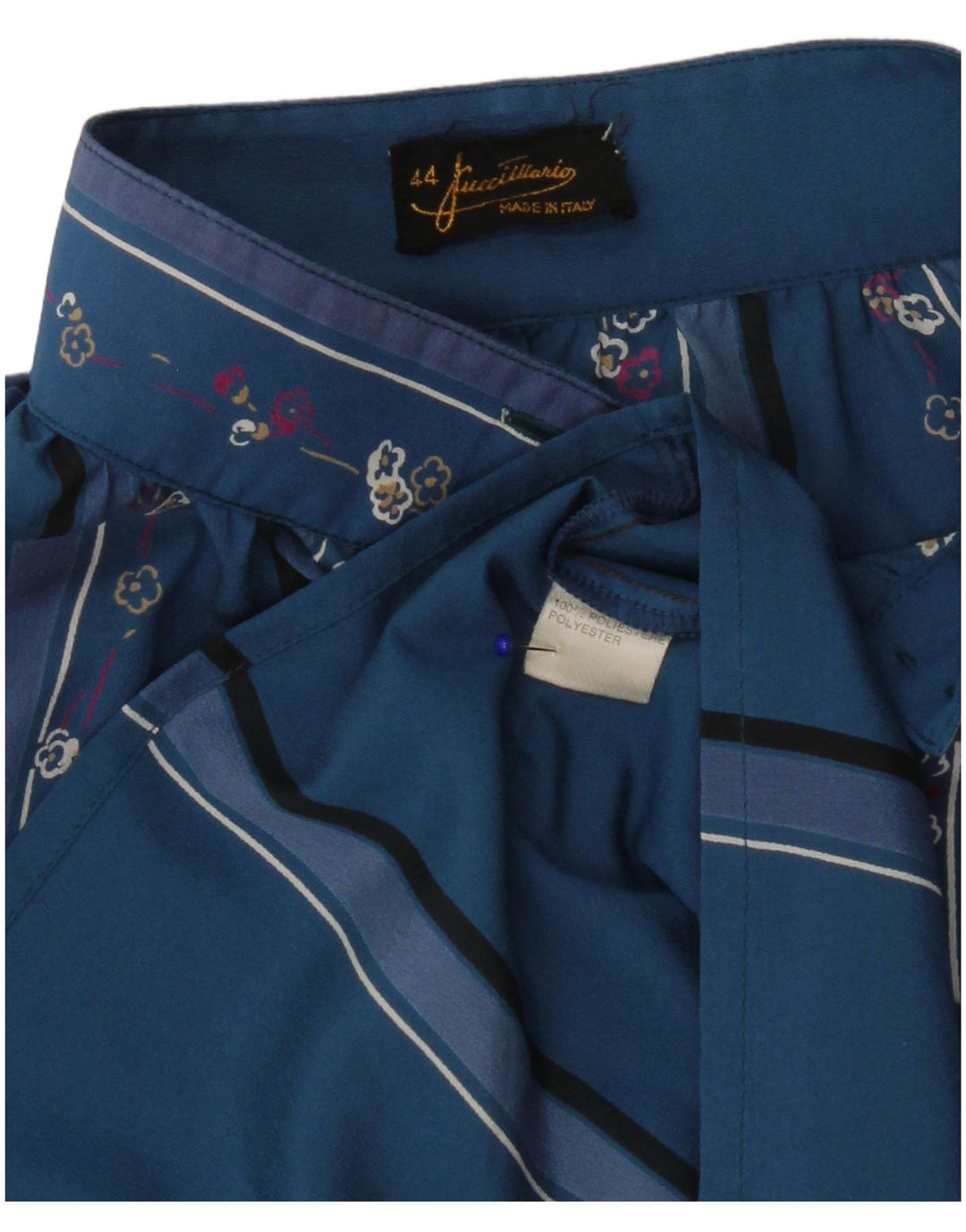 Blusa vintage para mujer IT 44 Poliéster floral azul medio