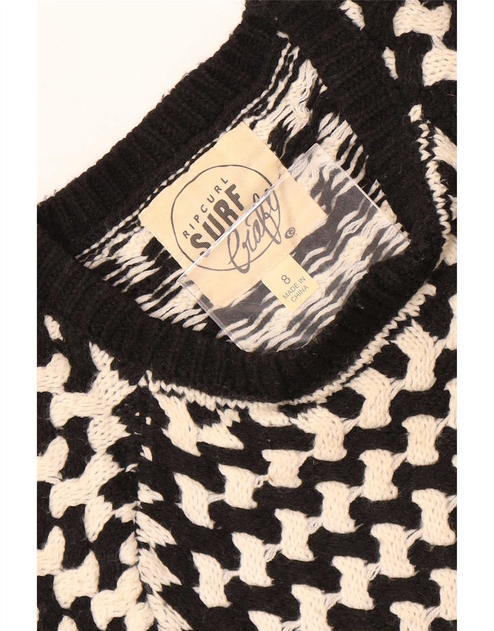 Rip Curl suéter de cuello redondo para mujer US 8 mediano negro a rayas