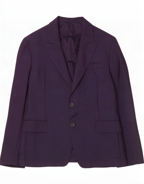 Prada Chaqueta tipo blazer de 2 botones para hombre IT 52 XL Azul marino con rayas diplomáticas Mohair