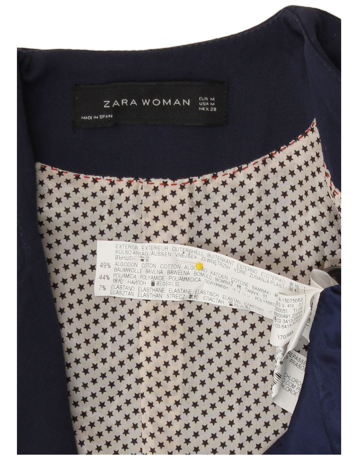 Zara - Chaqueta tipo blazer con 1 botón para mujer, Reino Unido 40, algodón azul marino mediano