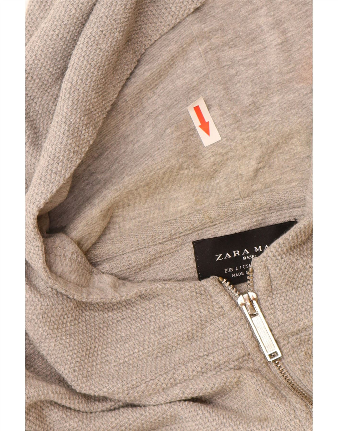 Zara Hombre Sudadera Con Capucha Y Cremallera Grande Algodón Gris