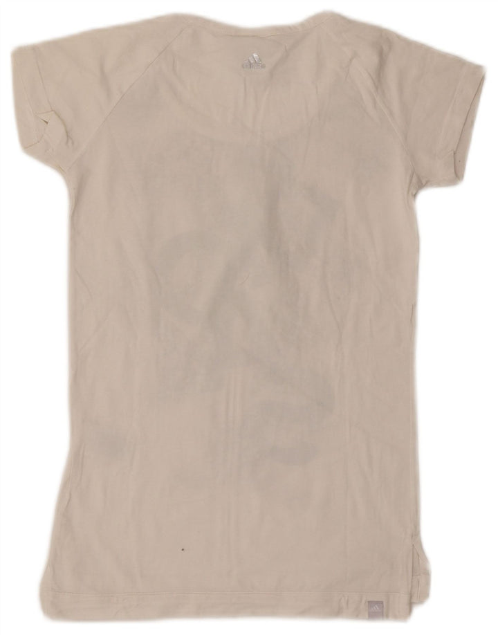 ADIDAS Camiseta gráfica para mujer Top UK 10 Small White Animal Print Cotton
