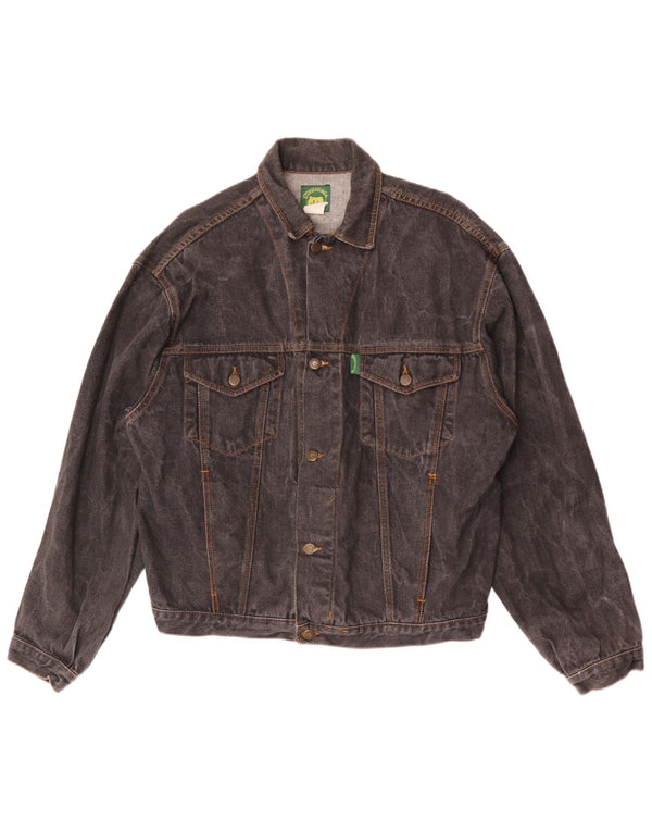 Vintage hombres chaqueta de mezclilla Reino Unido 40 algodón negro grande