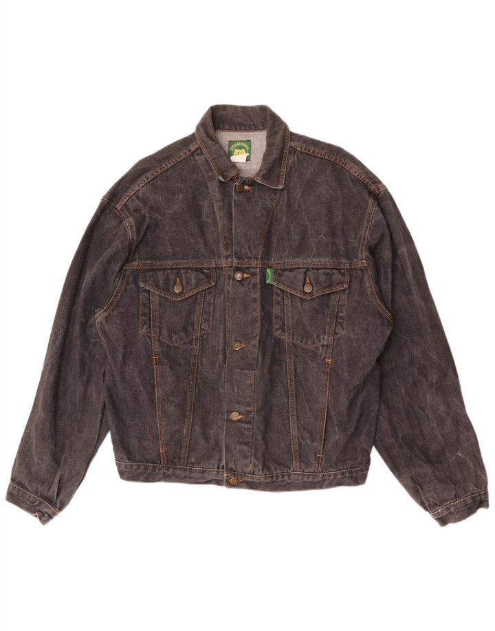 Vintage hombres chaqueta de mezclilla Reino Unido 40 algodón negro grande