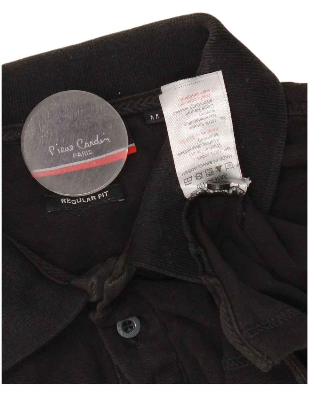 Pierre Cardin Polo de corte regular para hombre de algodón negro mediano