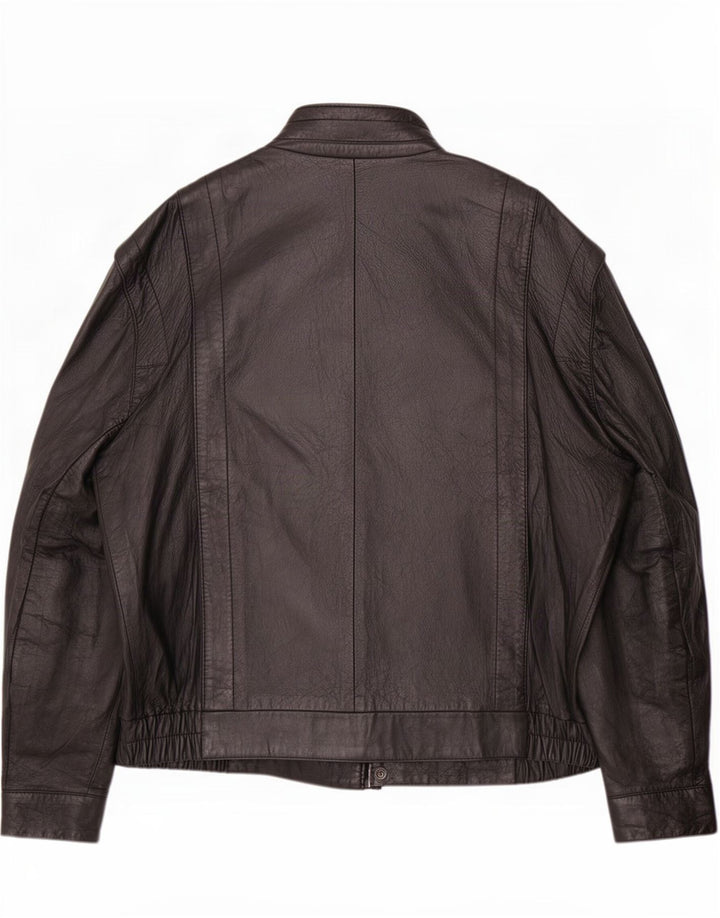 Chaqueta de cuero vintage para hombre IT 52 XL Negro