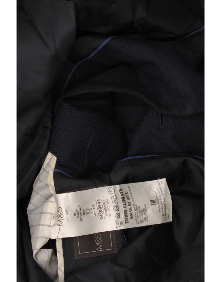 Marks & Spencer Chaqueta tipo blazer de 2 botones para hombre UK 42 Grande Poliéster azul marino