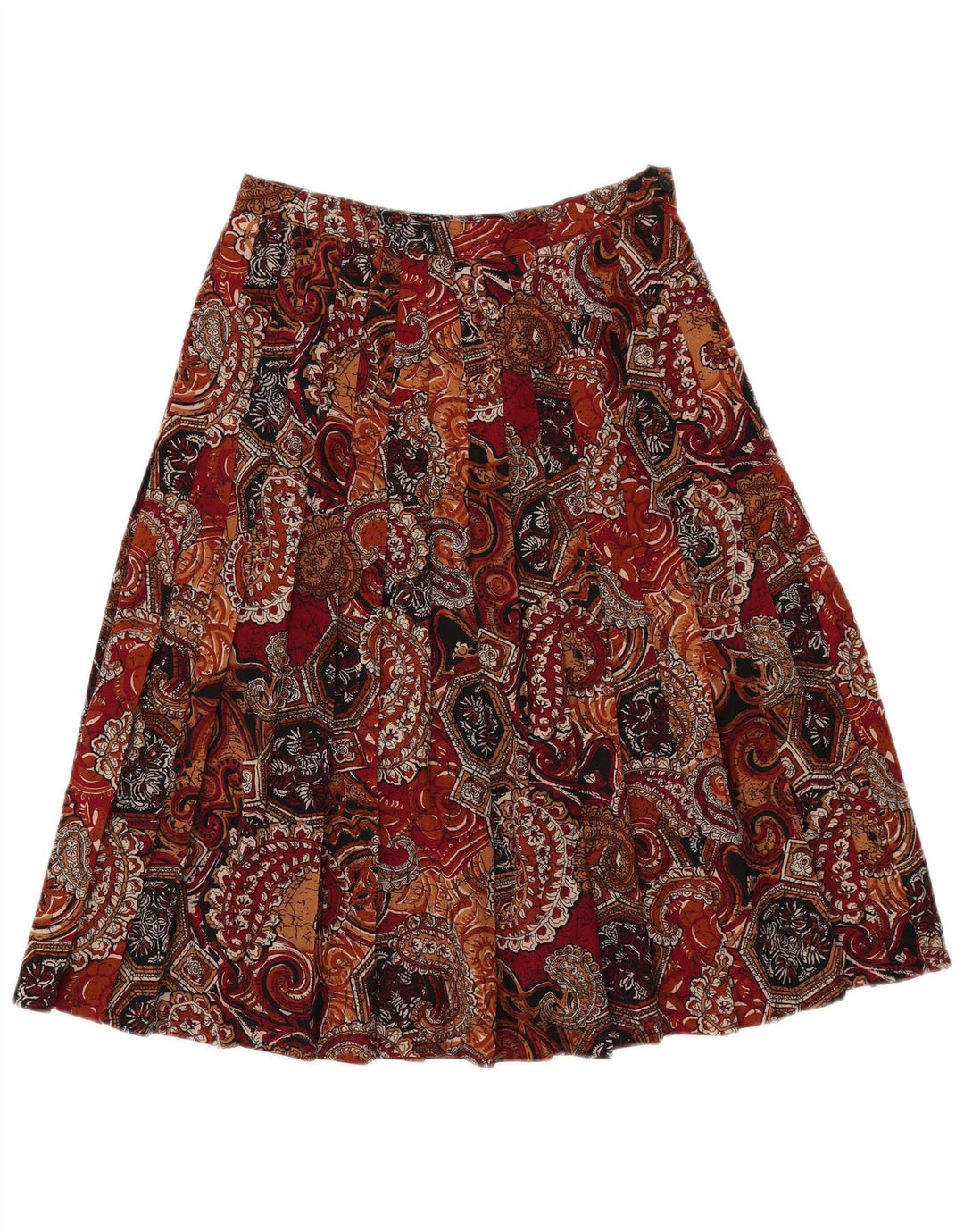 VINTAGE Falda Plisada Mujer W27 Pequeño Paisley Multicolor
