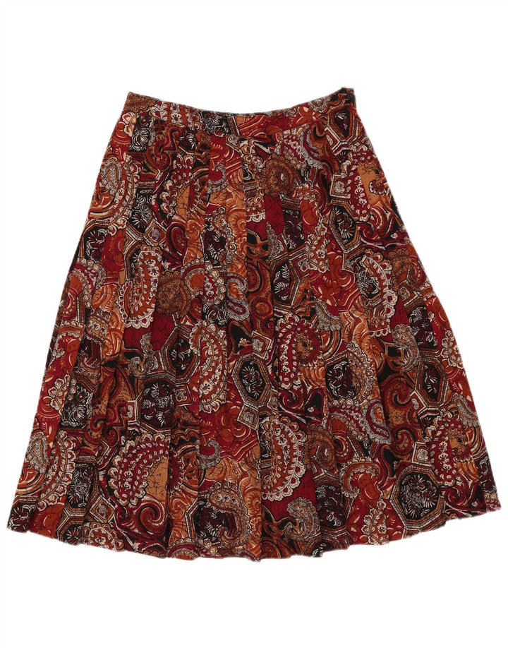 VINTAGE Falda Plisada Mujer W27 Pequeño Paisley Multicolor