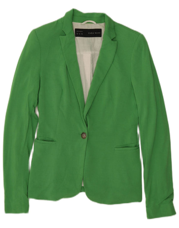 Zara Mujer Chaqueta Blazer De 1 Botón UK 6 XS Viscosa Verde