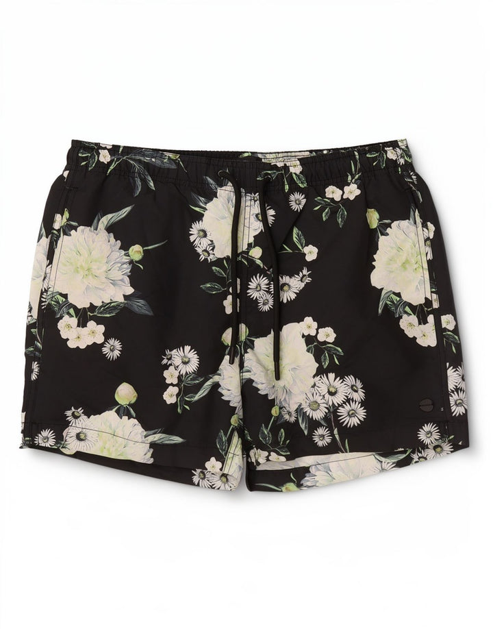 Superdry Bañador con estampado gráfico para hombre, talla grande, poliéster floral azul marino