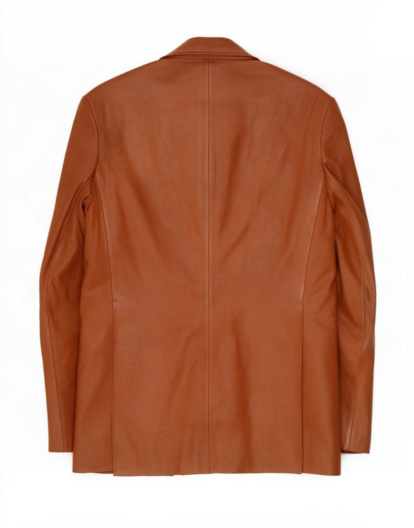 Vintage hombres 2 botones cuero Blazer chaqueta Reino Unido 40 marrón grande