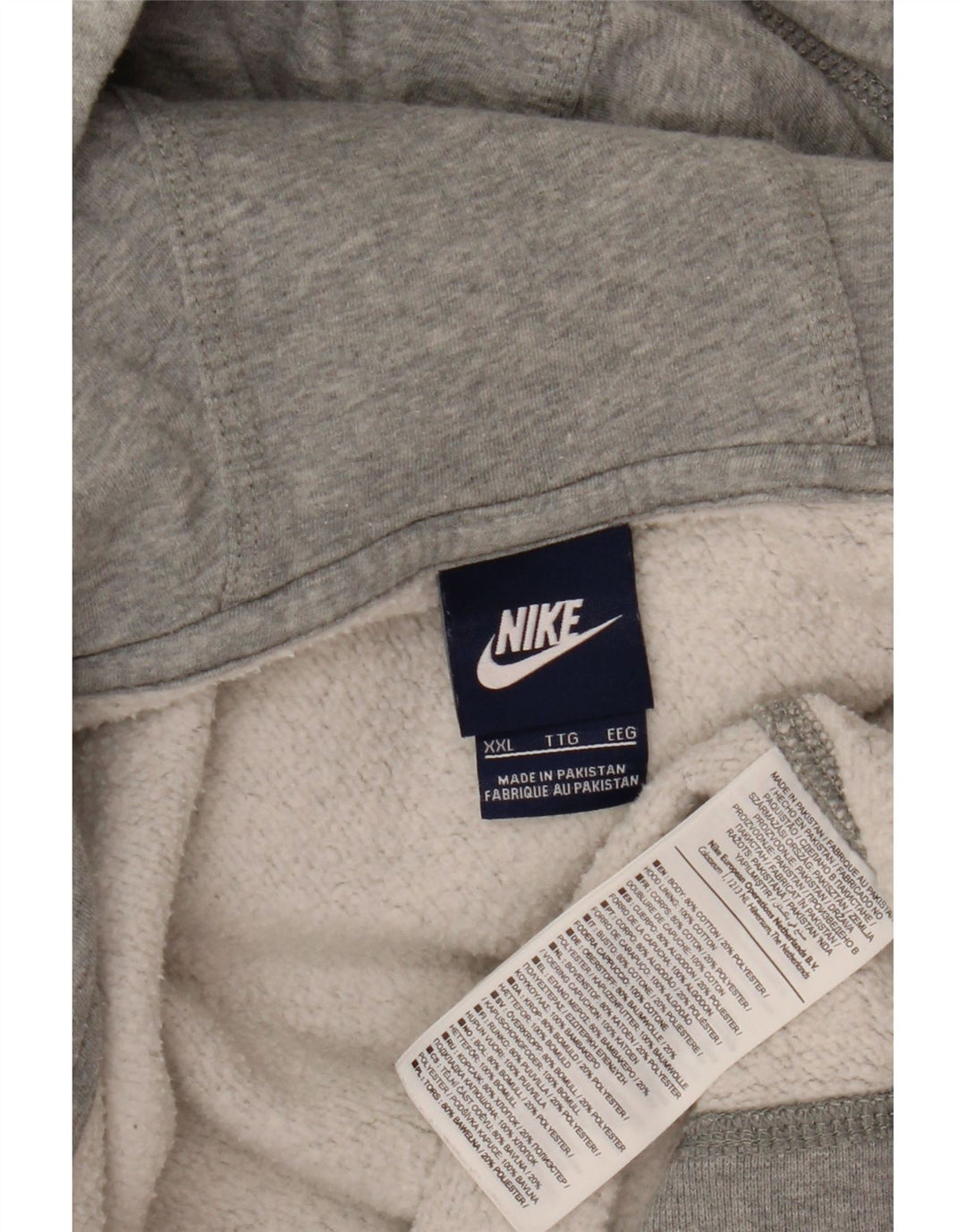NIKE Sudadera con capucha y cremallera para hombre, talla 2XL, algodón gris