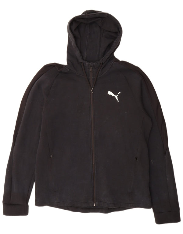 Puma Sudadera con capucha y cremallera para hombre, talla grande, algodón negro