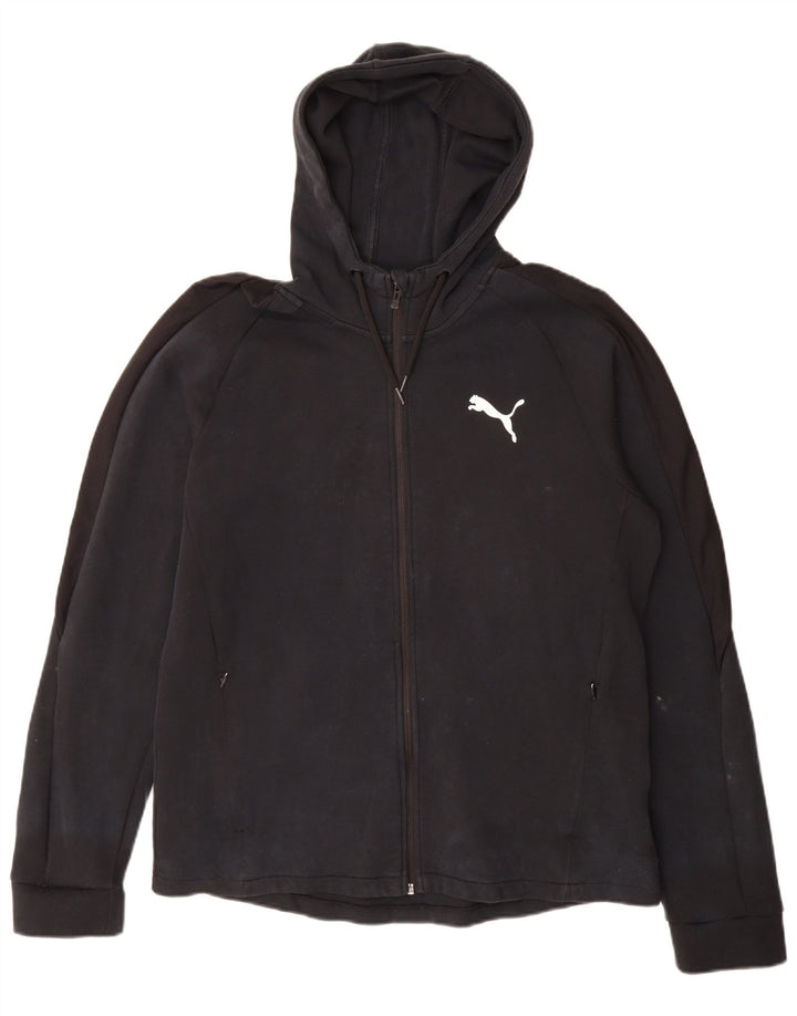 Puma Sudadera con capucha y cremallera para hombre, talla grande, algodón negro