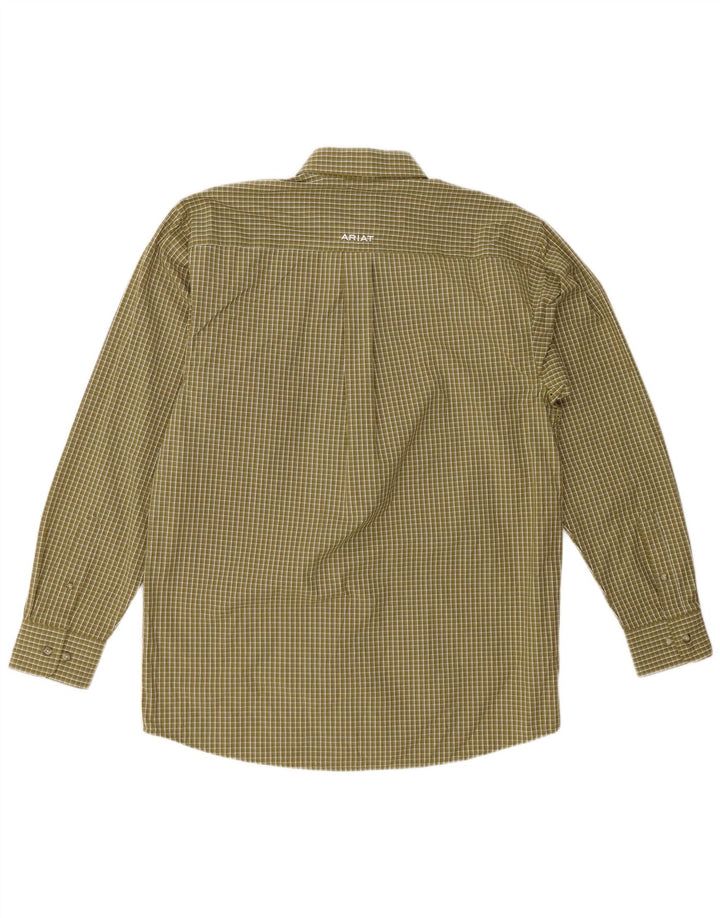 Camisa Ariat Hombre Small Verde Cuadros Algodón