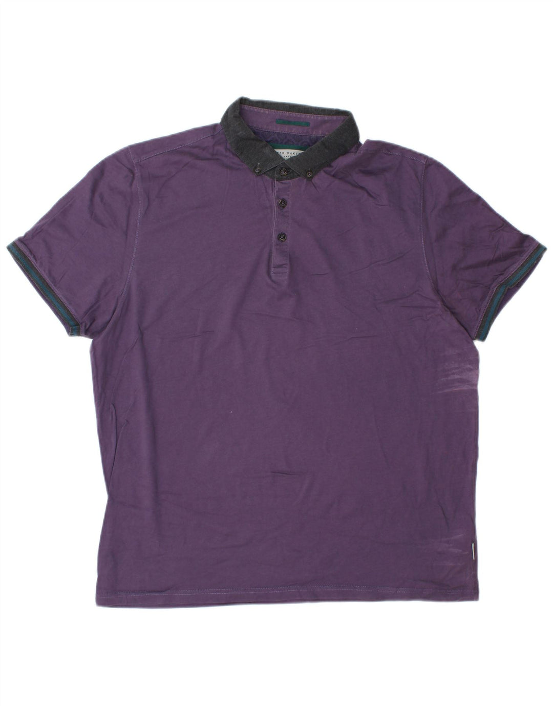 TED BAKER Polo para hombre Talla 6 2XL Algodón color block morado