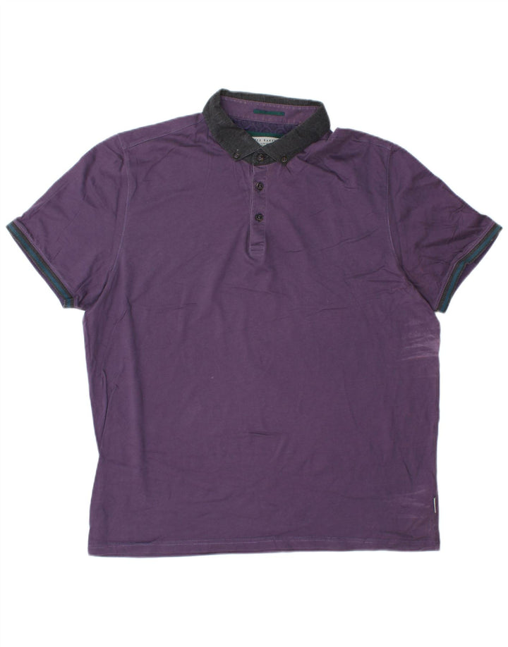 TED BAKER Polo para hombre Talla 6 2XL Algodón color block morado