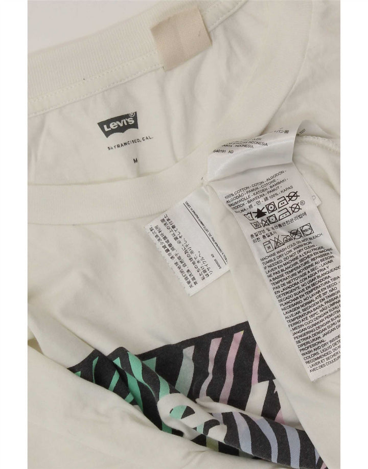 Levi's Camiseta gráfica para mujer Top UK 44 Algodón blanco mediano
