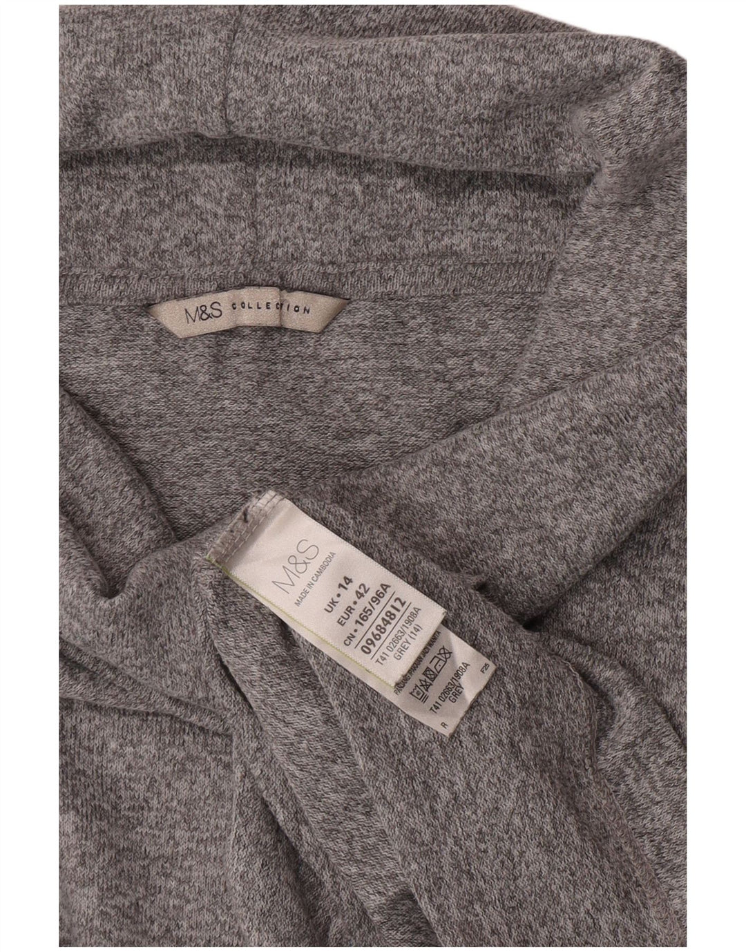 Marks & Spencer Top para mujer manga 3/4 UK 44 Poliéster moteado gris grande