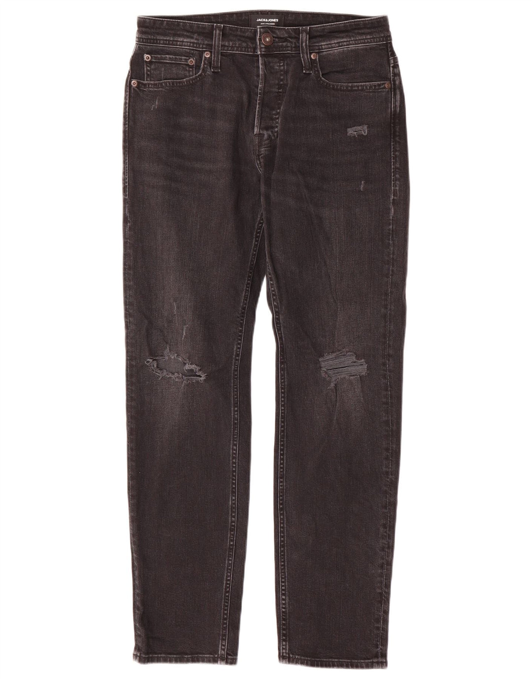 Jack & Jones Vaqueros ajustados desgastados para hombre W29 L30 Algodón negro