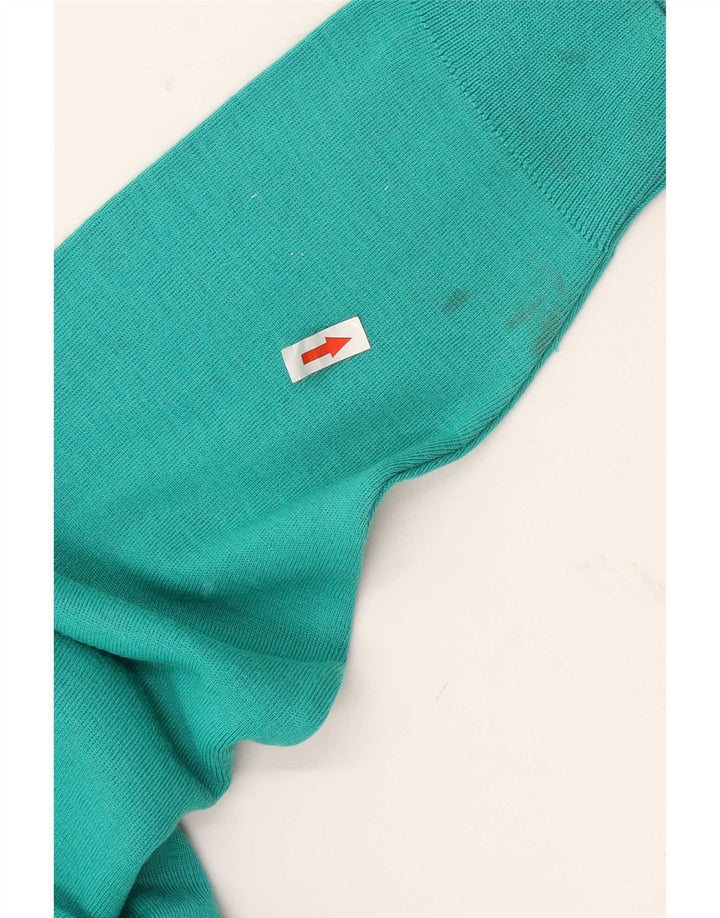 Vintage hombres V-cuello jumper suéter grande lana turquesa