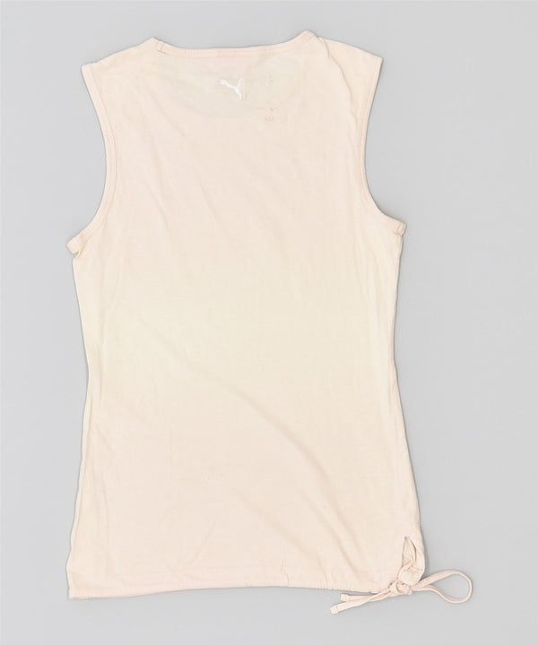 PUMA Top sin mangas gráfico para mujer UK 10 Small Off White Cotton