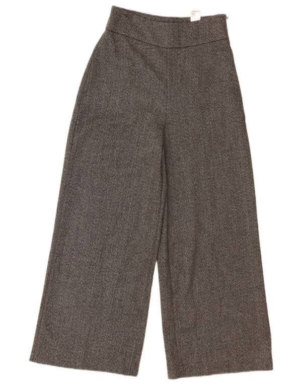 Zara Mujer Pantalones Casuales De Pierna Ancha De Cintura Alta XS W24 L25 Gris Espiga