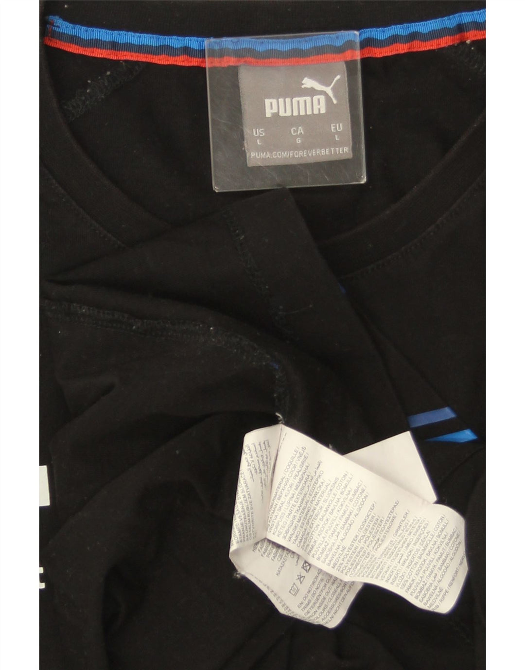 PUMA Camiseta gráfica BMW Motorsport para hombre, talla grande, algodón a rayas negras