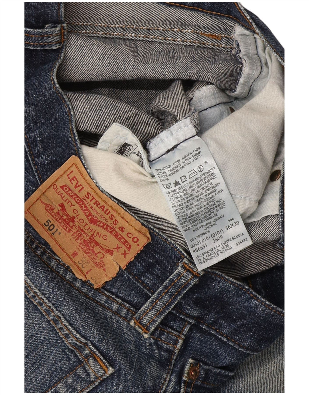 Levi's Hombre 501 Vaqueros Rectos W36 L27 Algodón Azul