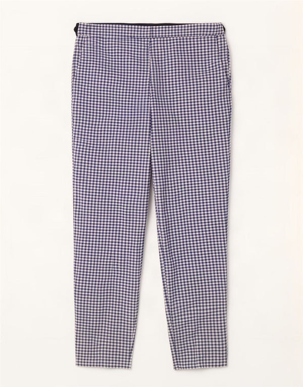 Zara Mujer Pantalón De Traje Cónico De Cintura Alta XL W32 L26 Cuadro Azul Vichy