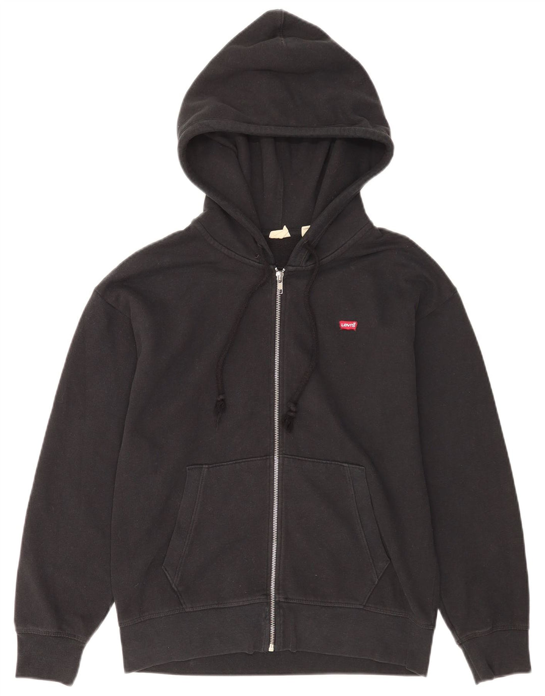 Levi's Sudadera con capucha y cremallera para hombre, algodón negro mediano